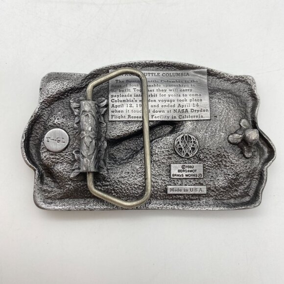 VTG Space Shuttle Columbia Silver belt buckle 1982 USA commemorative - Picture 2 of 7